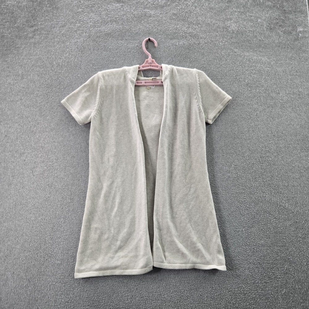 Pure Jill Women Cardigan S Beige Open Front Jersey Knit‎  V-Neck Short Sleeve
